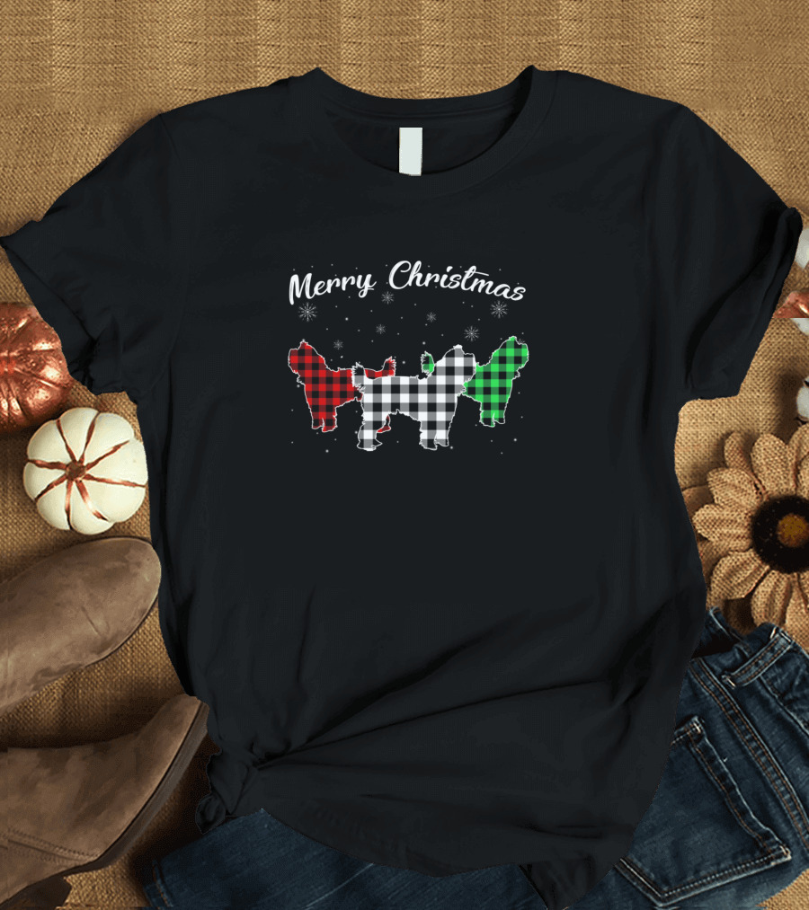 Merry Christmas Yorkshire Terrier Dog Lover Red Green Plaid T-Shirt