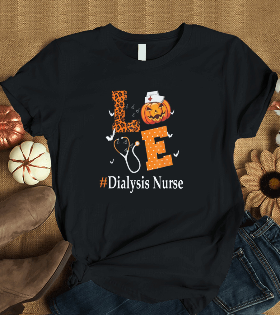LOVE Dialysis Nurse Halloween Pumpkin Nurse Life T-Shirt