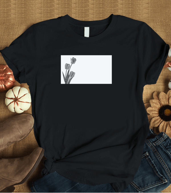 T-Shirt: Tulips Black and White Minimalist Trio T-Shirt Tulips Black and White Minimalist Trio T-Shirt