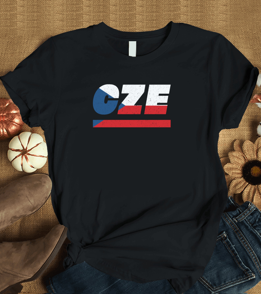 Cze Czech Republic Flag Colors Europe Iso Code 3166 T-Shirt