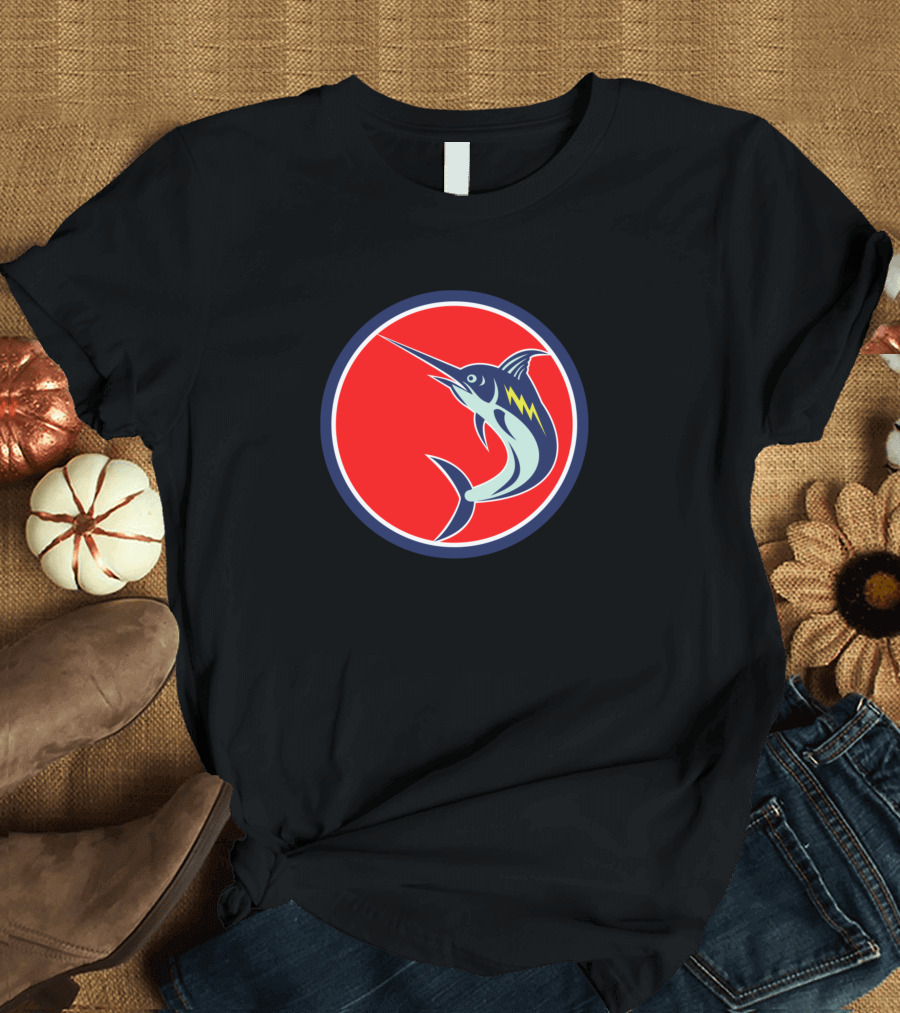 Marlin Lightning Fish Icon in Red Circle T-Shirt