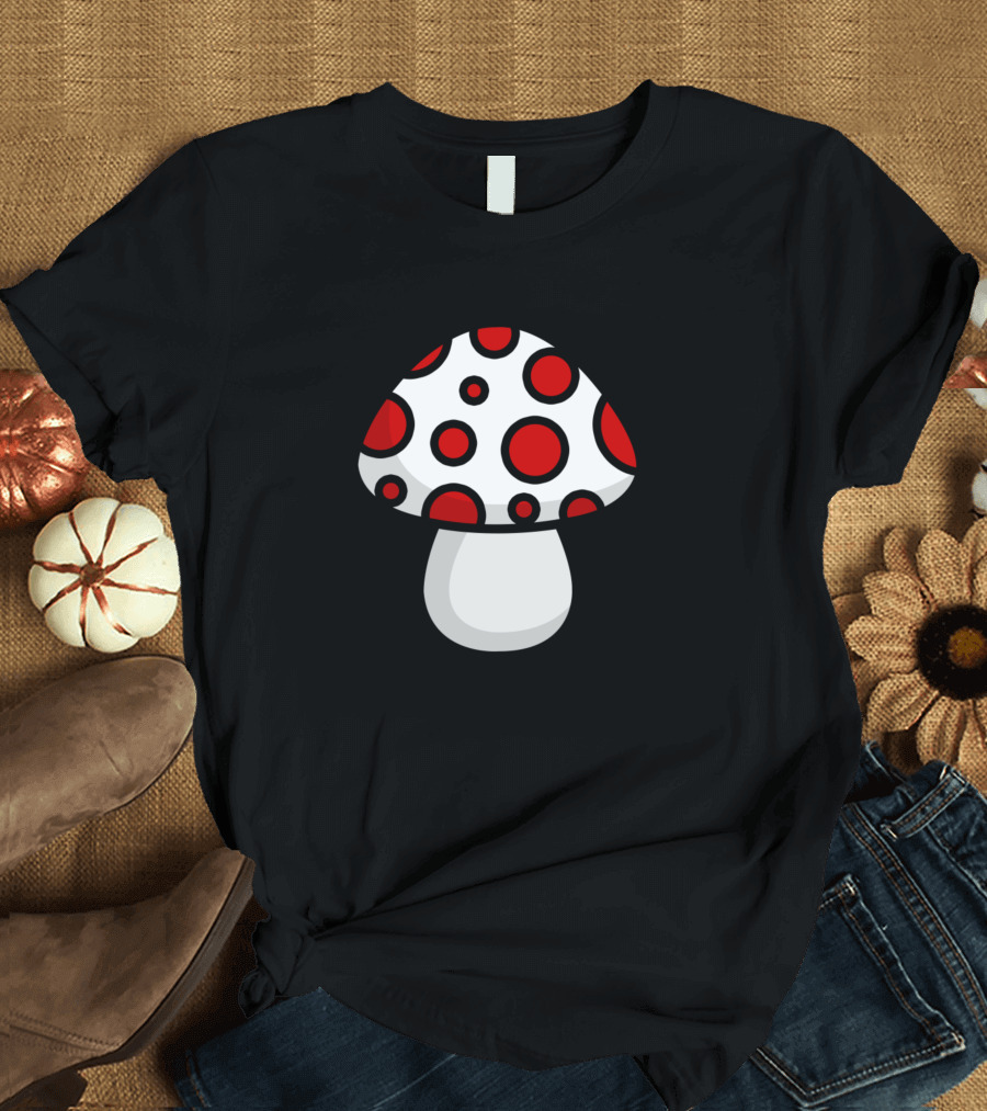 White Agaric Red Polka Dots Mushroom T-Shirt