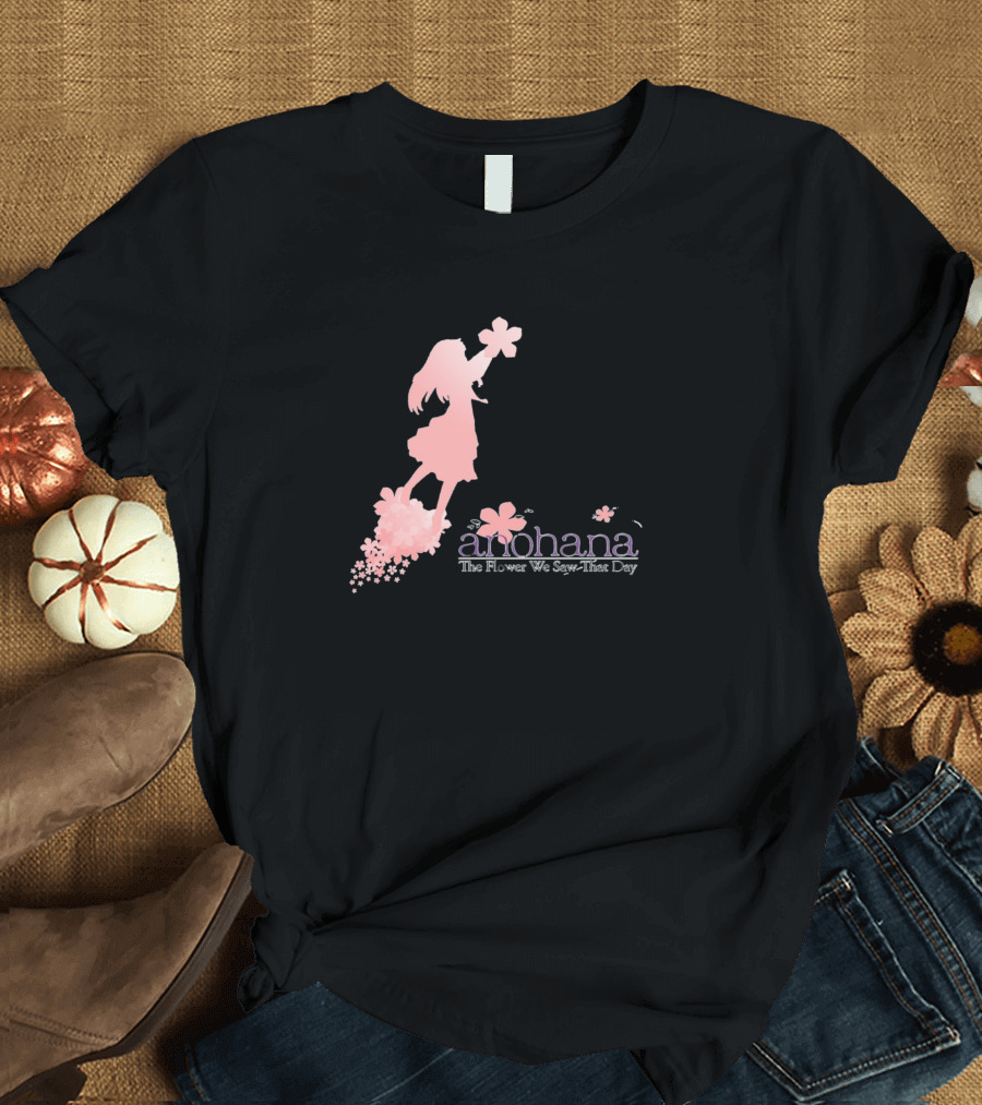 Anohana The Flower We Saw That Day Pink Silhouette Blossom T-Shirt