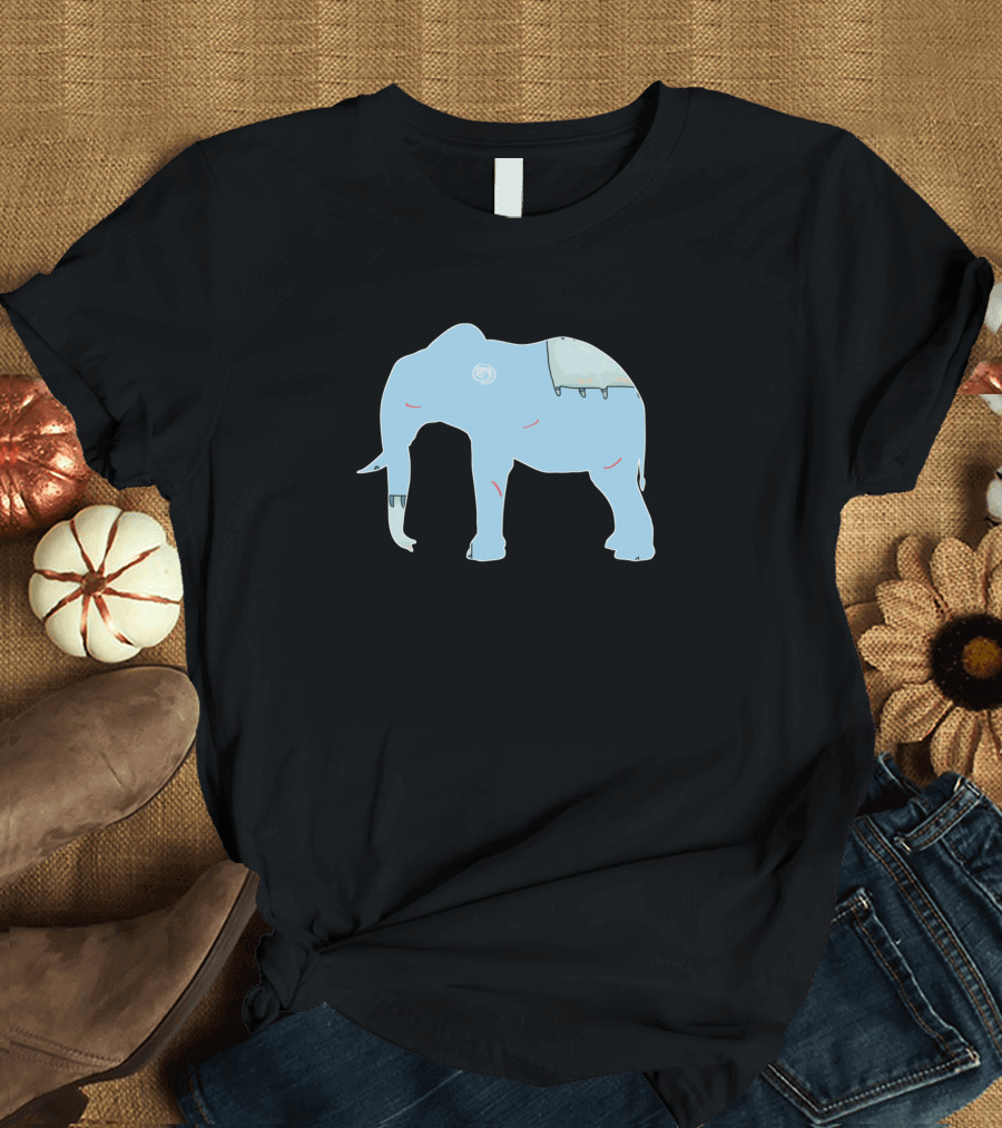 Elephant Blue Silhouette Zoo 1192 T-Shirt
