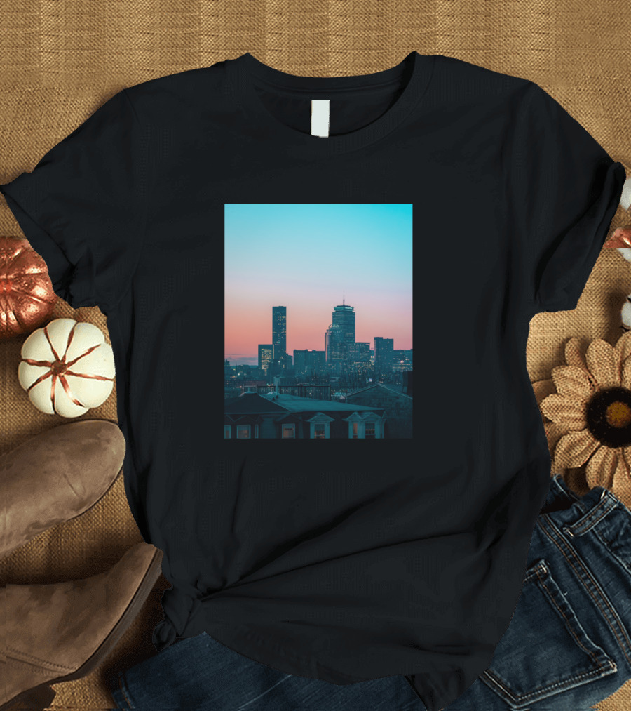 Boston Skyline at Pastel Sunset T-Shirt
