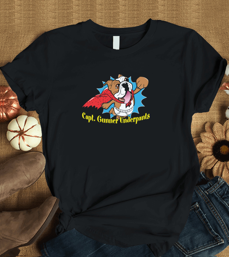 Captain Gunner Underpants Dog Hero with Cape T-Shirt