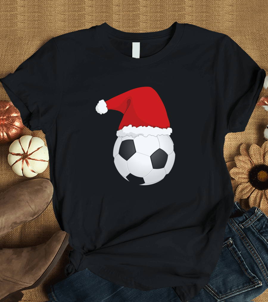 Santa Hat on a Soccer Ball T-Shirt