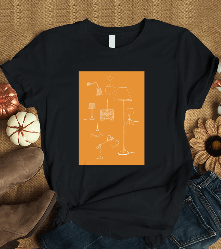 Lamps Lamps Lamps Sketch on Orange Background Lamps Lamps Lamps T-Shirt