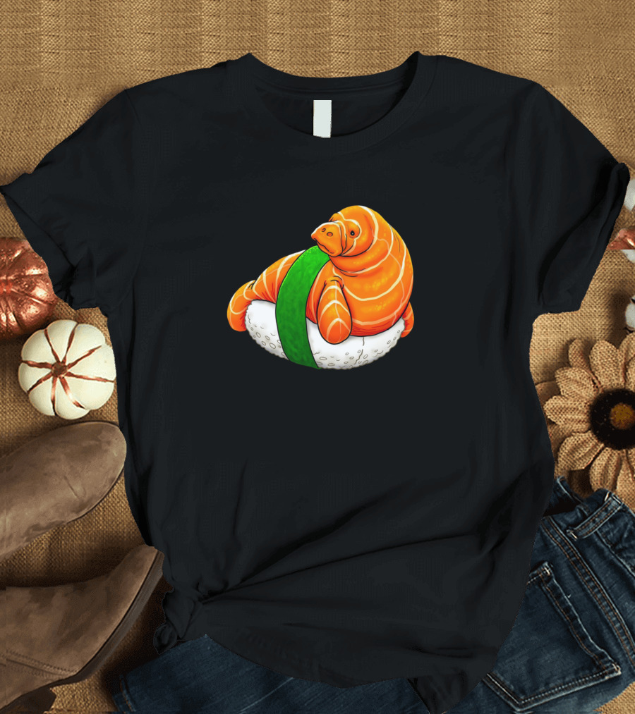 New Sushi Manatee on Rice Nigiri with Green Seaweed T-Shirt