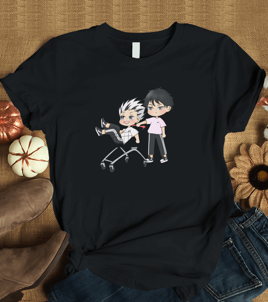 Bokuto and Akaashi Chibi Shopping Cart Adventure T-Shirt