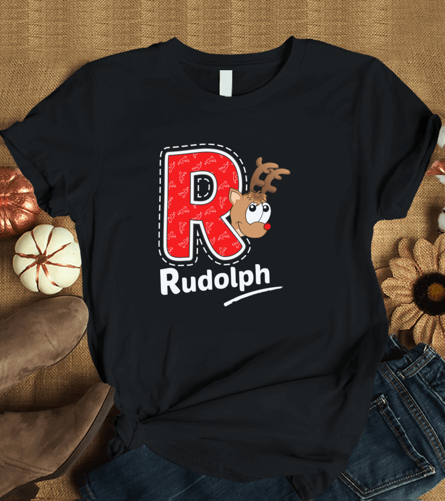 Rudolph Reindeer Christmas R Red Nose T-Shirt