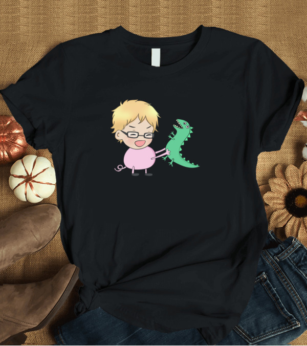 T-Shirt: Tsukki with Dinosaur Chibi Character T-Shirt Tsukki with Dinosaur Chibi Character T-Shirt