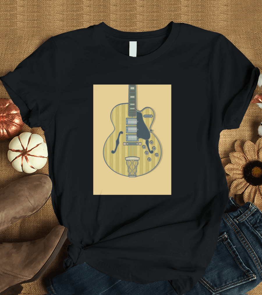 Yellow Vintage Archtop Guitar Basketball Hoop Hybrid T-Shirt
