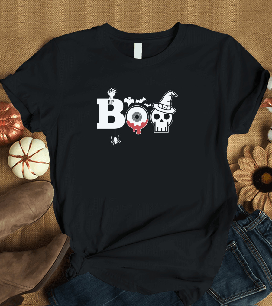RIP Boo Eyeball Witch Hat Skull Halloween T-Shirt