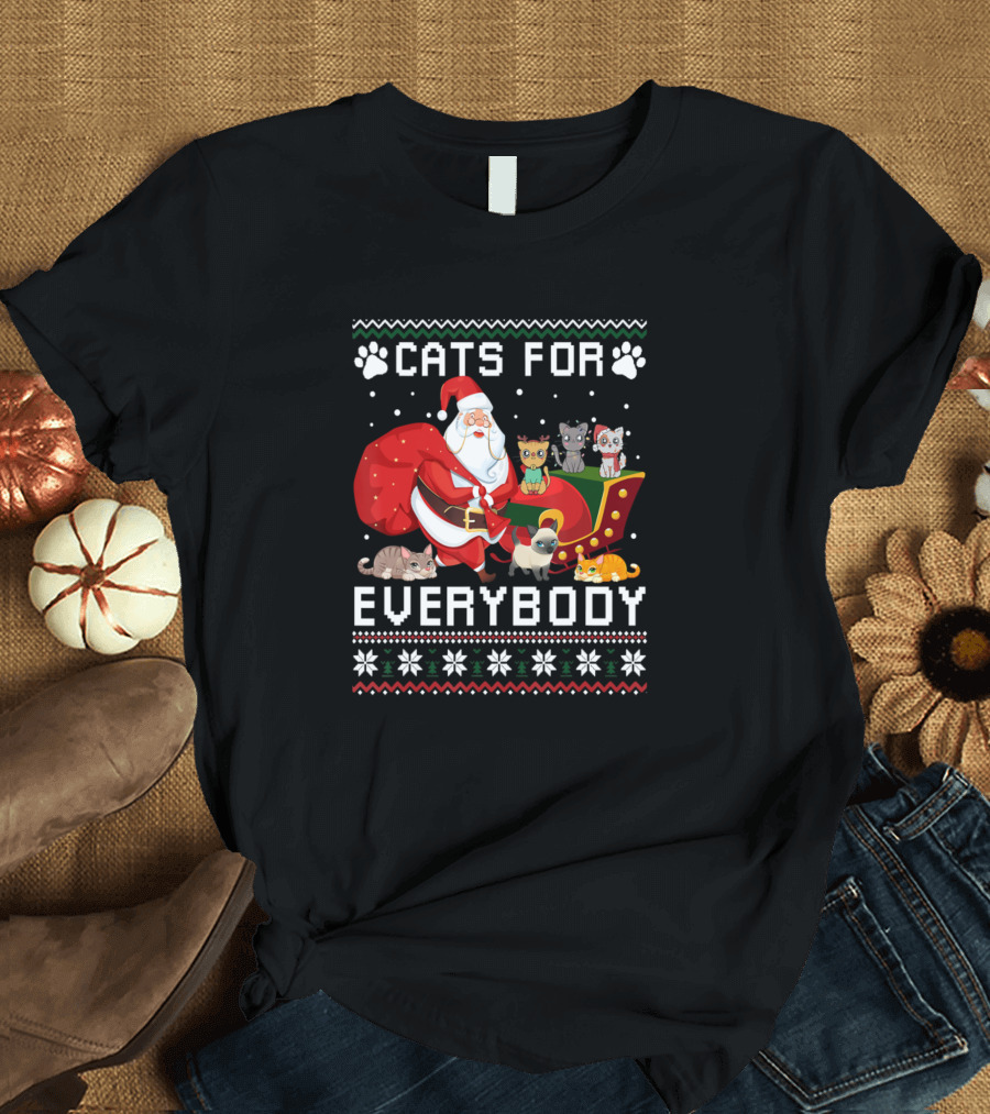 Cats for Everybody Christmas Santa Cute Cat Lover T-Shirt