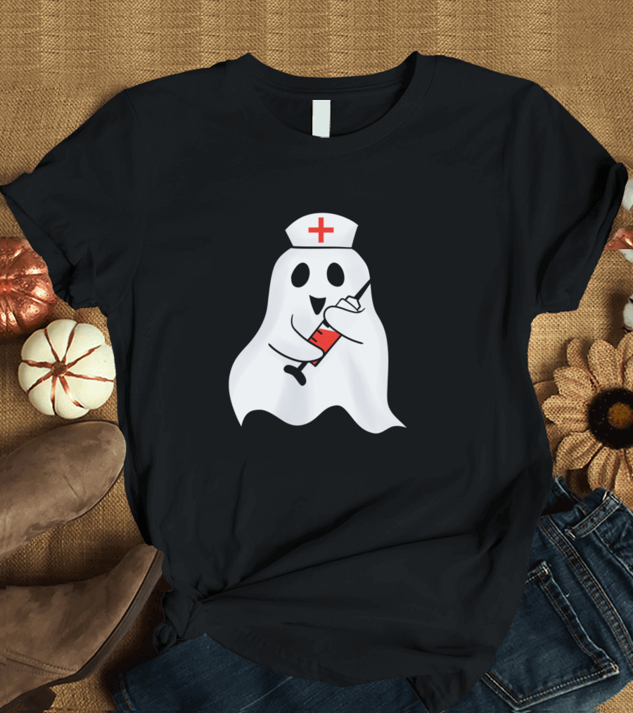 Ghost Nurse with Syringe and Bats Stab You T-Shirt