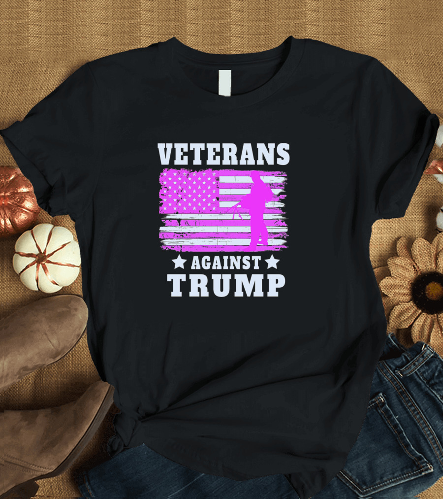Veterans Against Trump Soldier USA Democrat Flag T-Shirt