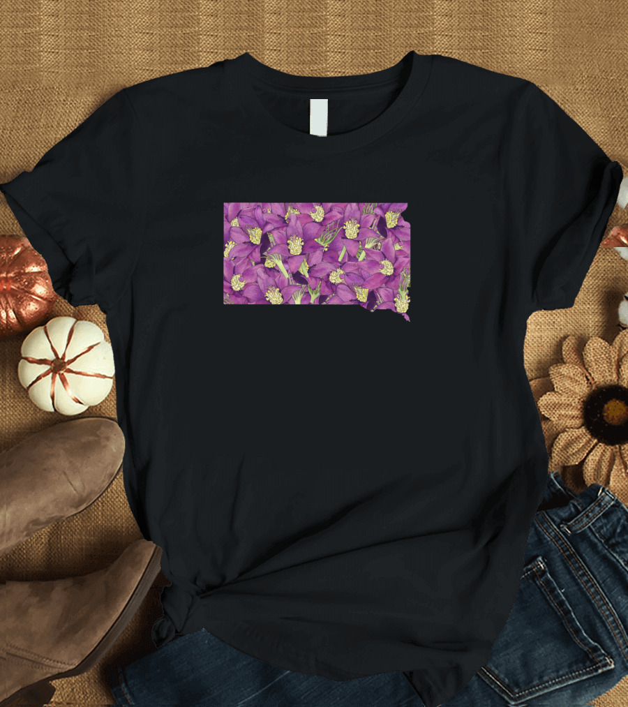 South Dakota State Floral Purple Clematis T-Shirt