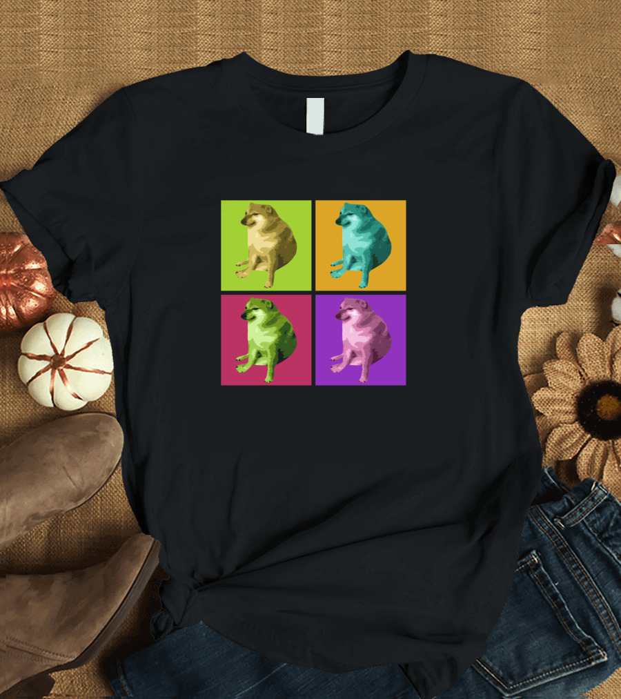 Cheems Contrast Panel Four-Quadrant Pop T-Shirt