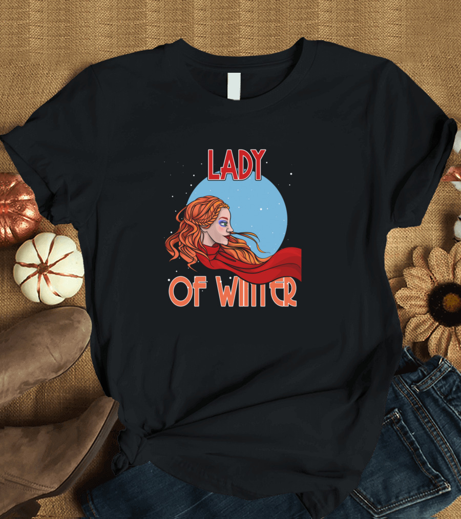 Lady Of Winter Moonlit Red-Haired Elegance T-Shirt