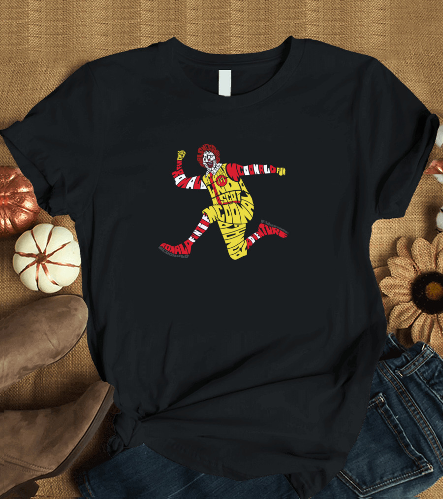 Ronald McDonald Fun Adventure Mascot Running Calligram T-Shirt