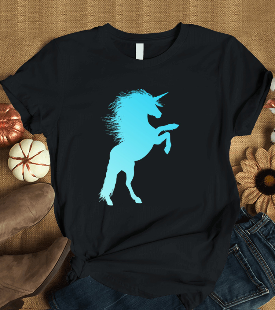 Turquoise Blue Gradient Unicorn T-Shirt