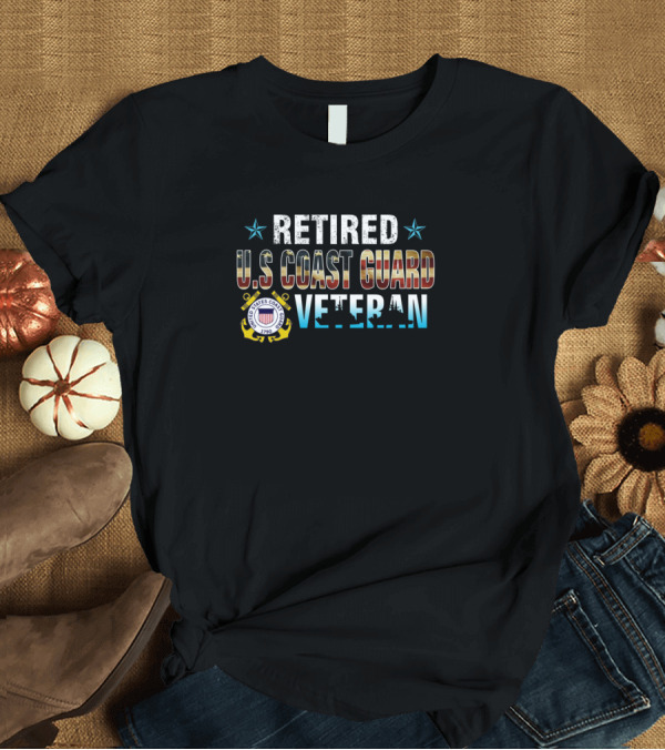 T-Shirt: Retired U.S. Coast Guard Veteran with Seal and Star Accents T-Shirt Retired U.S. Coast Guard Veteran with Seal and Star Accents T-Shirt