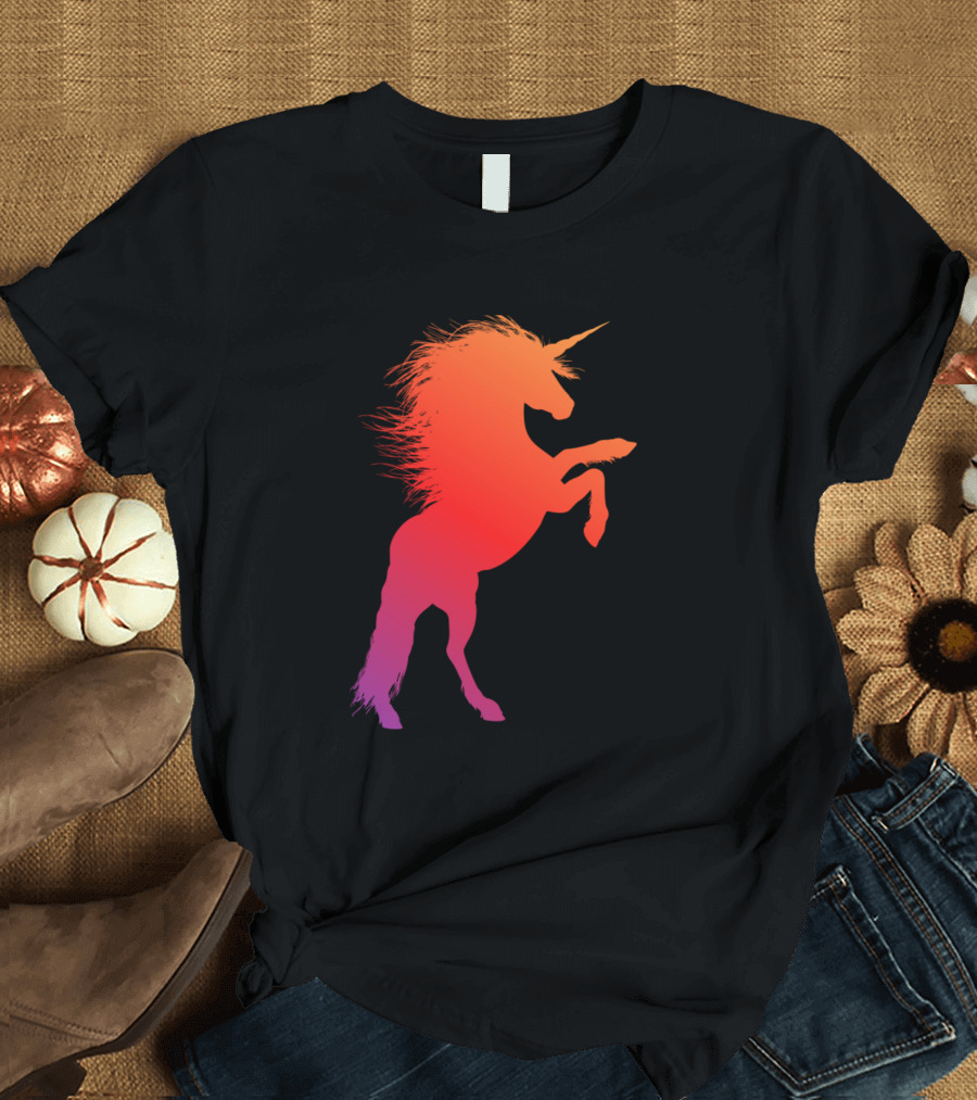Purple and Orange Gradient Unicorn T-Shirt