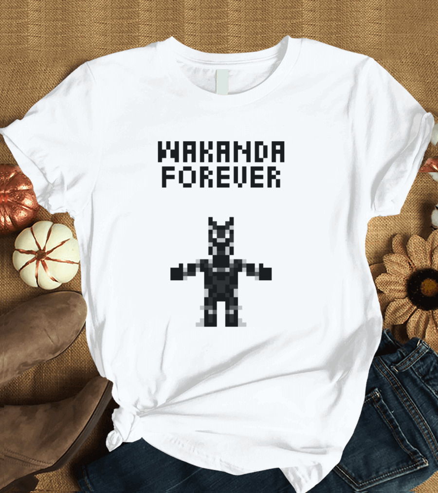 Wakanda Forever 8 Bit Dark Black Panther T-Shirt