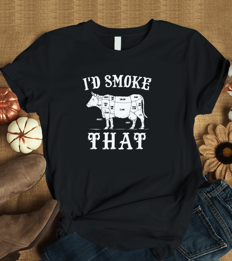 I'd Smoke That BBQ Cow Diagram T-Shirt