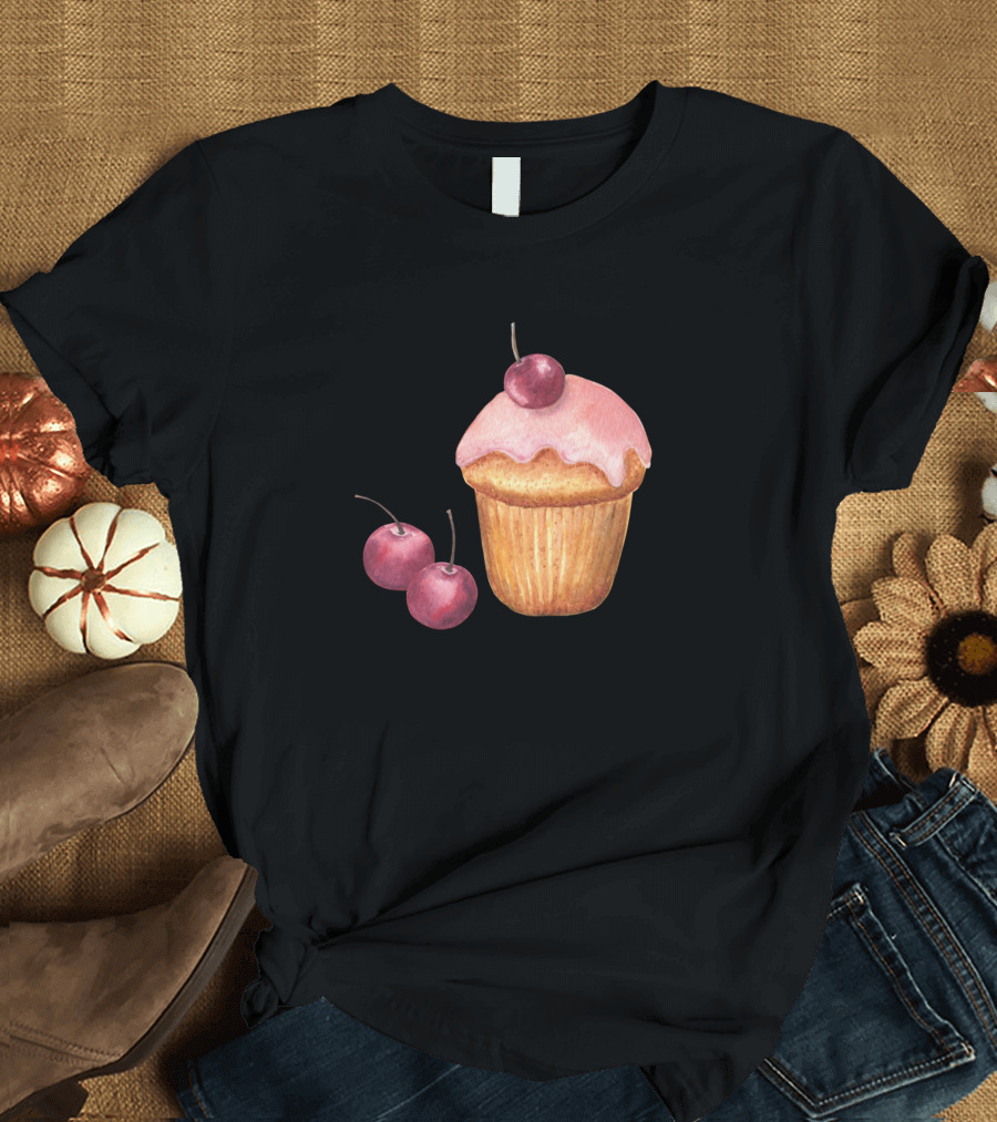 Cherry Frosted Cupcake with Cherries T-Shirt