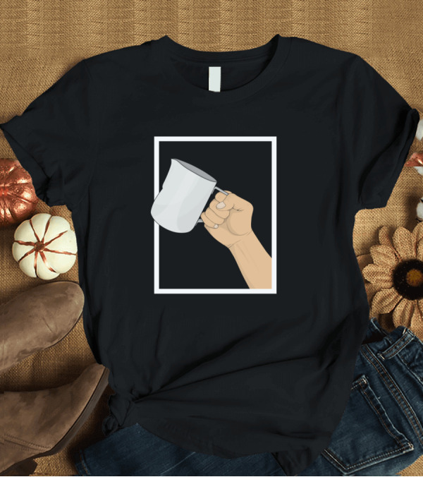 T-Shirt: Milk Jug Raised in Hand for Coffee Enthusiasts T-Shirt Milk Jug Raised in Hand for Coffee Enthusiasts T-Shirt