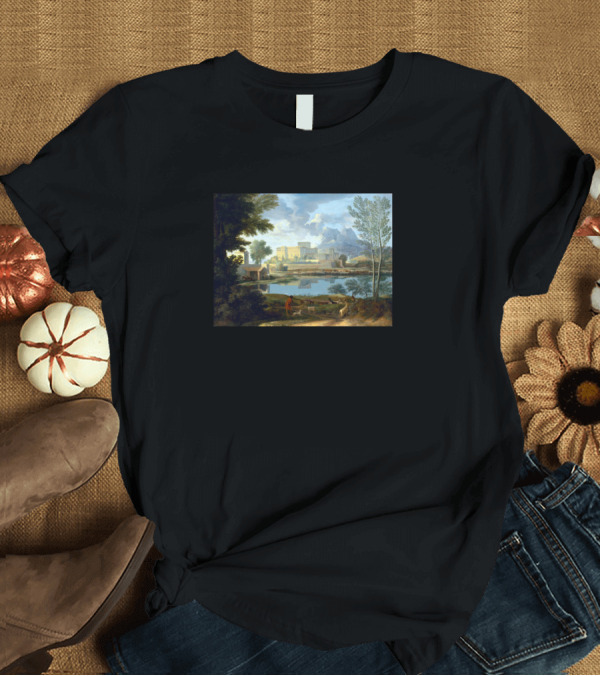 T-Shirt: Nicolas Poussin Landscape With A Calm Scenic Reflections and Tranquil Atmosphere T-Shirt Nicolas Poussin Landscape With A Calm Scenic Reflections and Tranquil Atmosphere T-Shirt