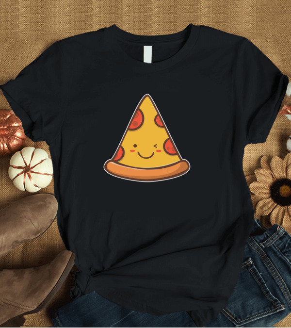 T-Shirt: Pizza Slice Winking Face T-Shirt Pizza Slice Winking Face T-Shirt