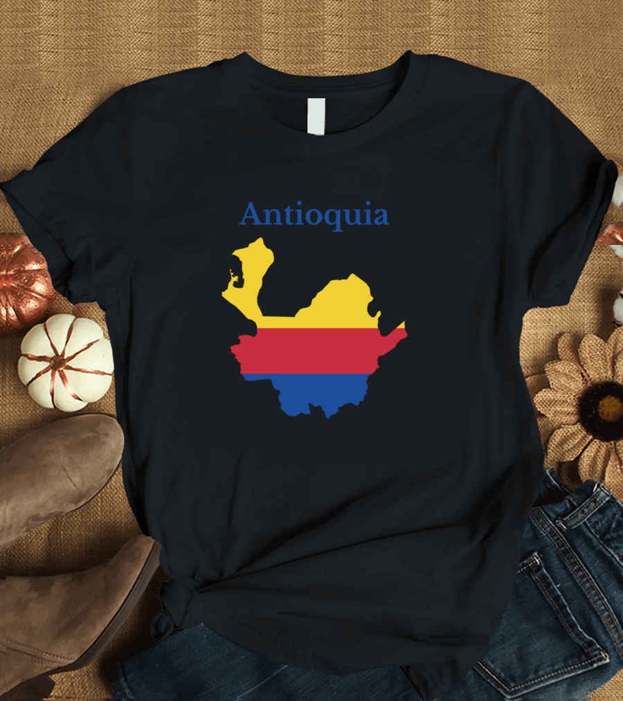 Antioquia Colombia Map with Flag Colors T-Shirt
