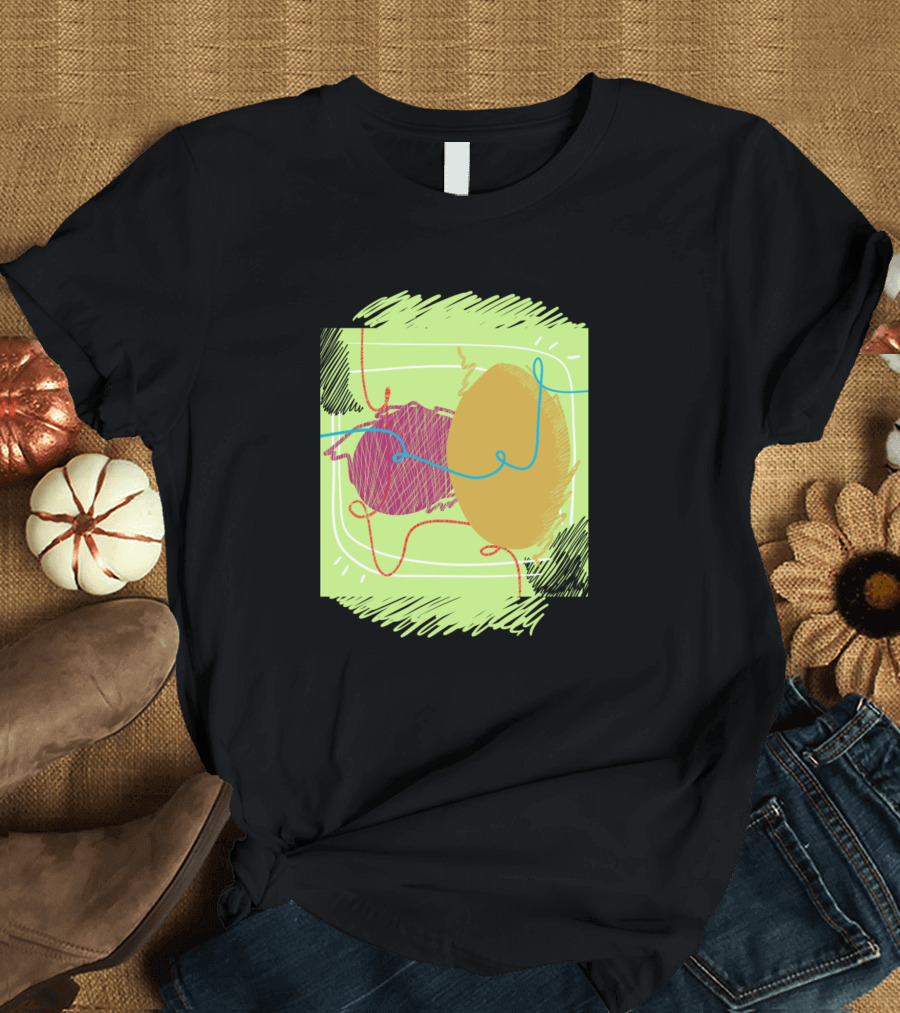 Ballon Scribble Abstract Egg Shape Colorful Lines T-Shirt
