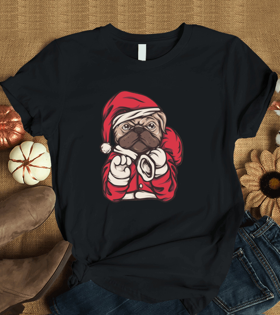Santa Dog in Red Christmas Hat and Suit T-Shirt