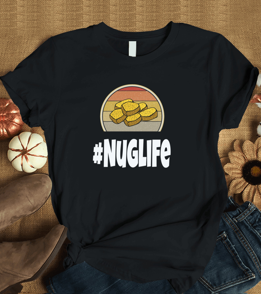 NUGLIFE Funny Chicken Nugget Nug Hashtag Nuglif Retro Circle T-Shirt