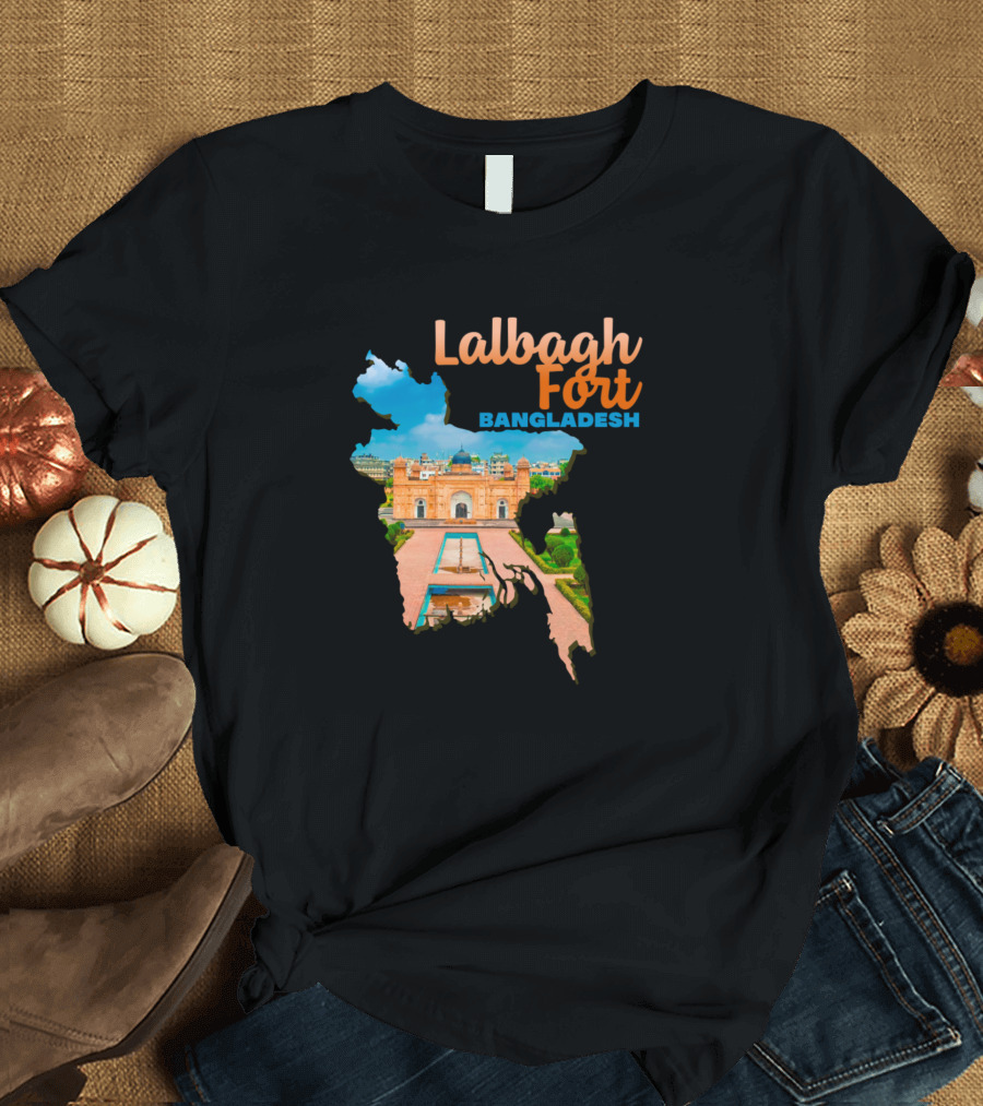 Lalbagh Fort Dhaka Bangladesh Map Icon with Historical Architecture T-Shirt
