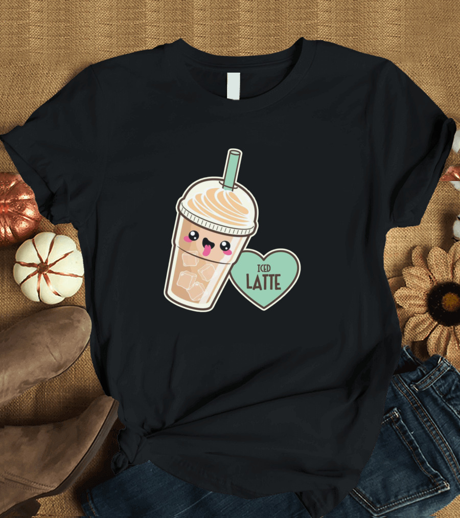 Kawaii Iced Latte with Heart T-Shirt