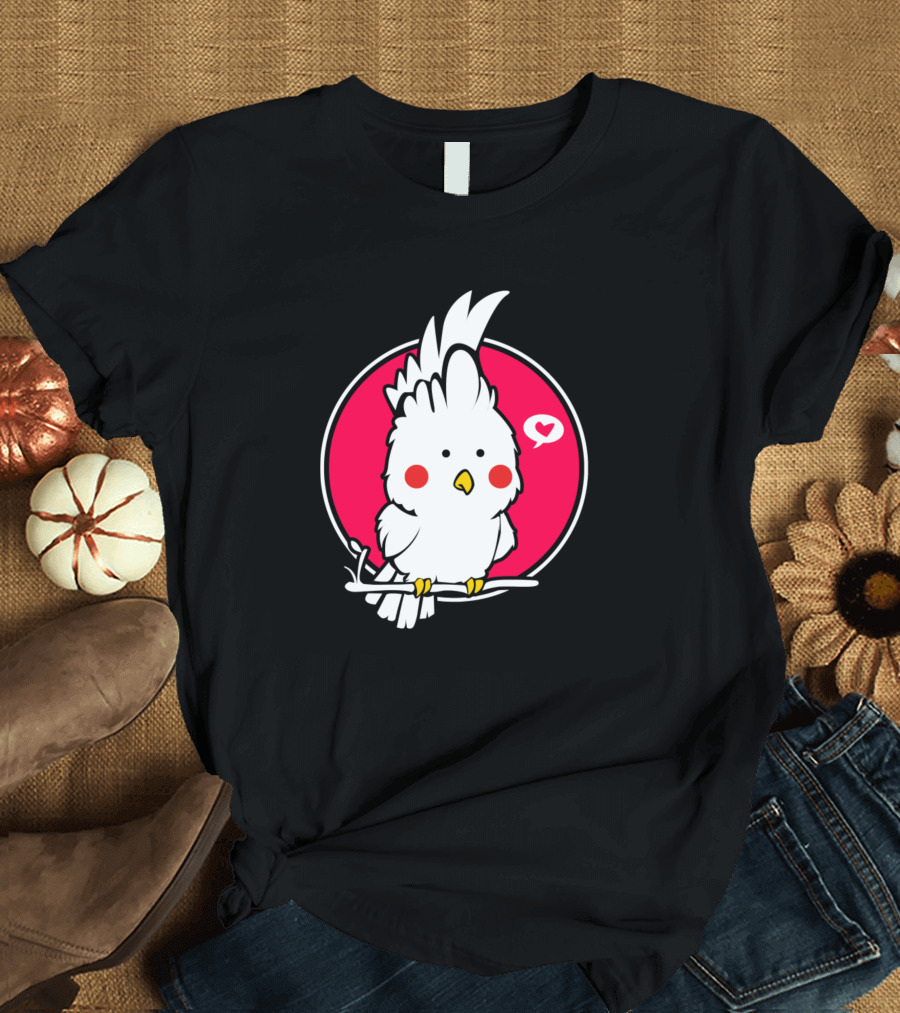 Parrot Cockatoo Cute Love Small Bird with Heart T-Shirt
