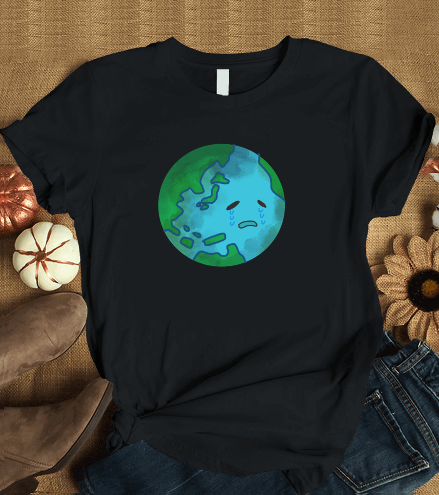 Crying Planet Earth with Sad Face T-Shirt