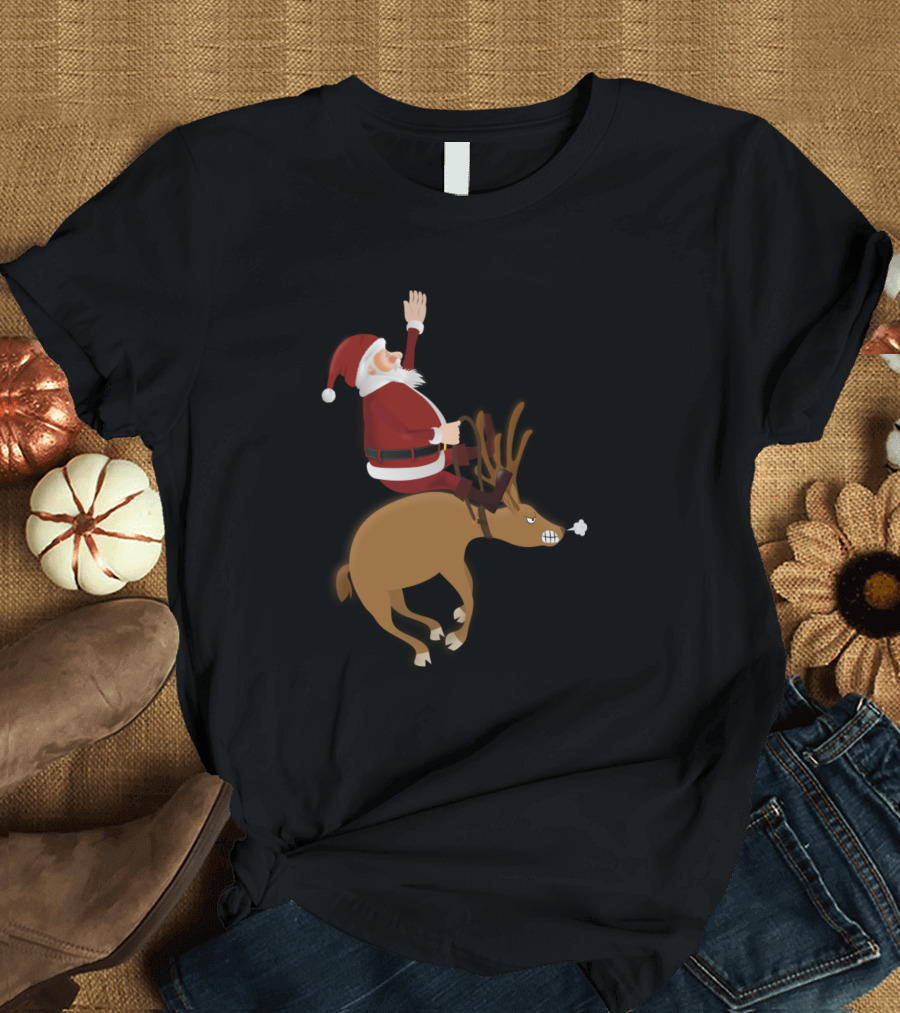 Santa Rides Grumpy Reindeer T-Shirt