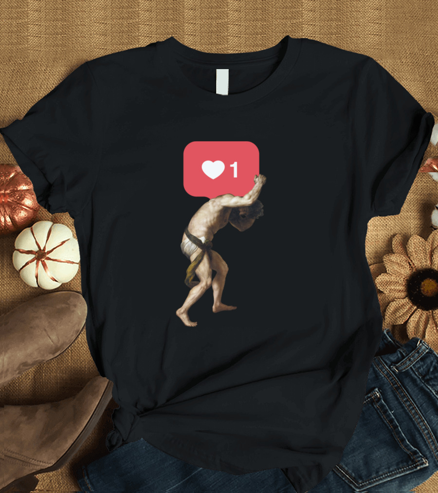 Socialphus Sisyphus Goes Social with Hilarious Heart T-Shirt