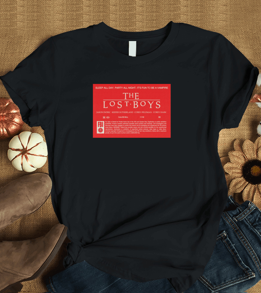 Sleep All Day Party All Night The Lost Boys VHS Label T-Shirt