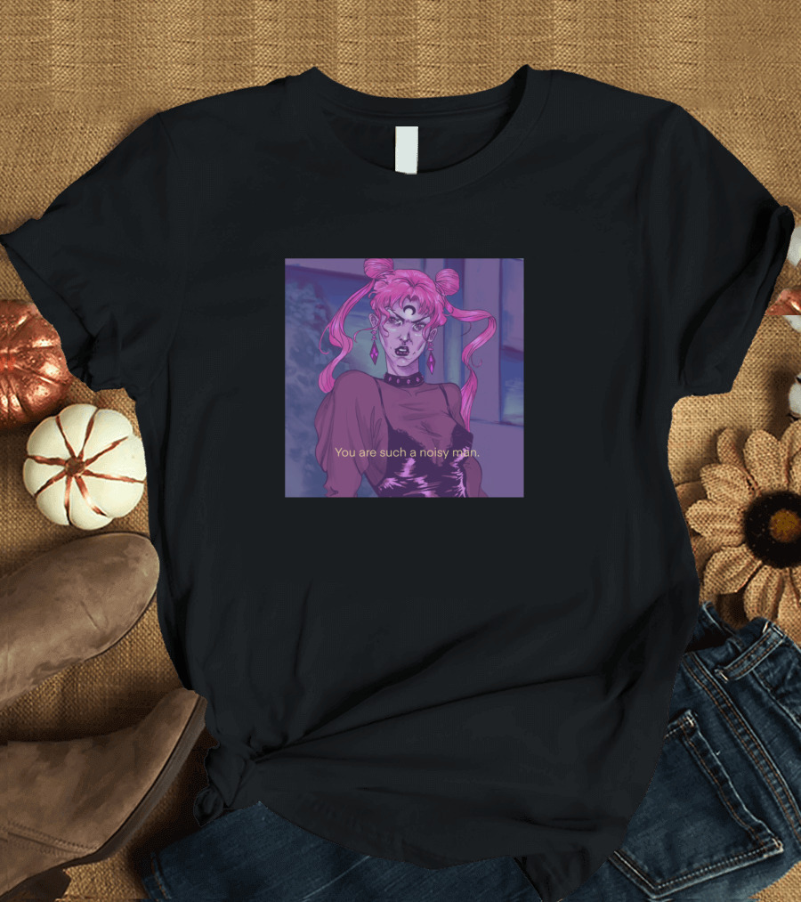 You Are Such A Noisy Man Anime Style Character with Pink Hair and Purple Attire T-Shirt
