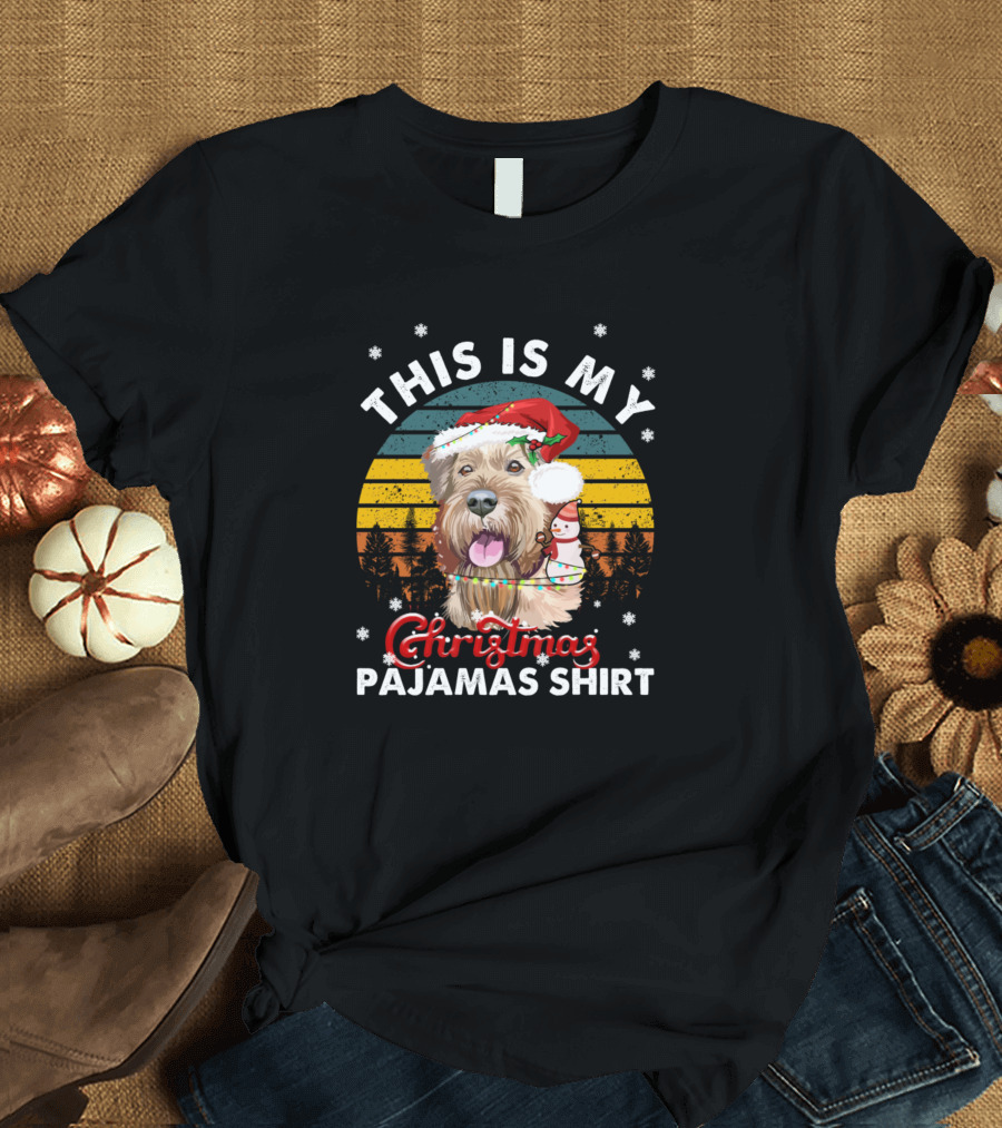 This Is My Christmas Pajamas Shirt Irish Terrier Vintage T-Shirt