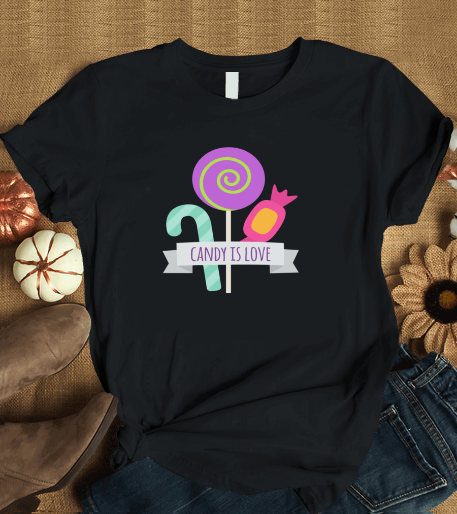 Candy Is Love Lollipop and Candy Cane T-Shirt