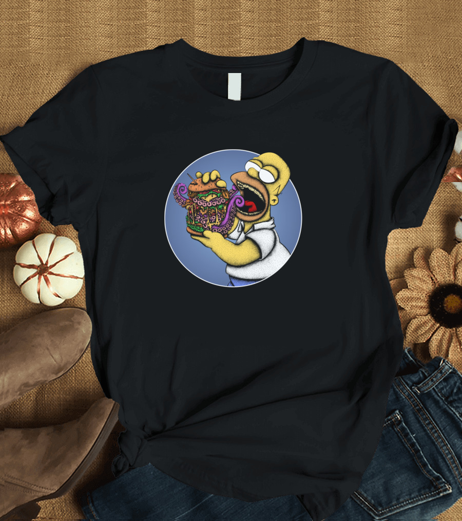 Homer Eating Sandwich with Tentacle Jar T-Shirt