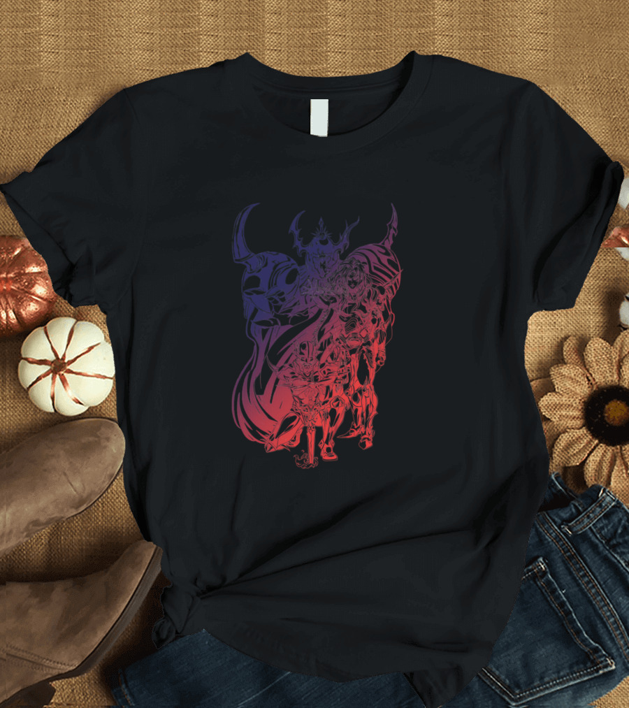 Light Warrior Multicolored Silhouette Heroic Fantasy Warrior Trio T-Shirt